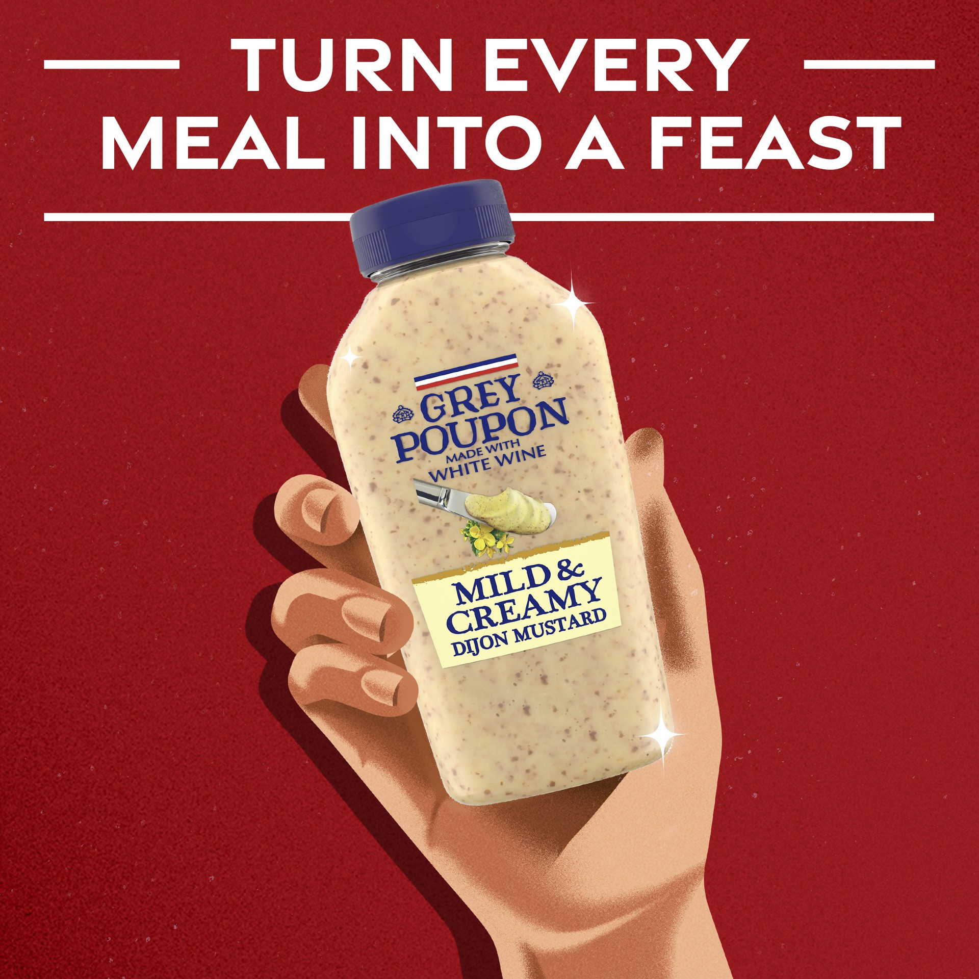 slide 3 of 5, Grey Poupon Mild & Creamy Dijon Mustard, 10 oz. Bottle, 10 oz