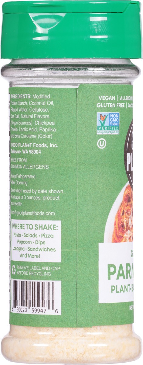 slide 9 of 14, GOOD PLANeT Grated Parmesan Style Plant-Based Cheese 3 oz, 3 oz