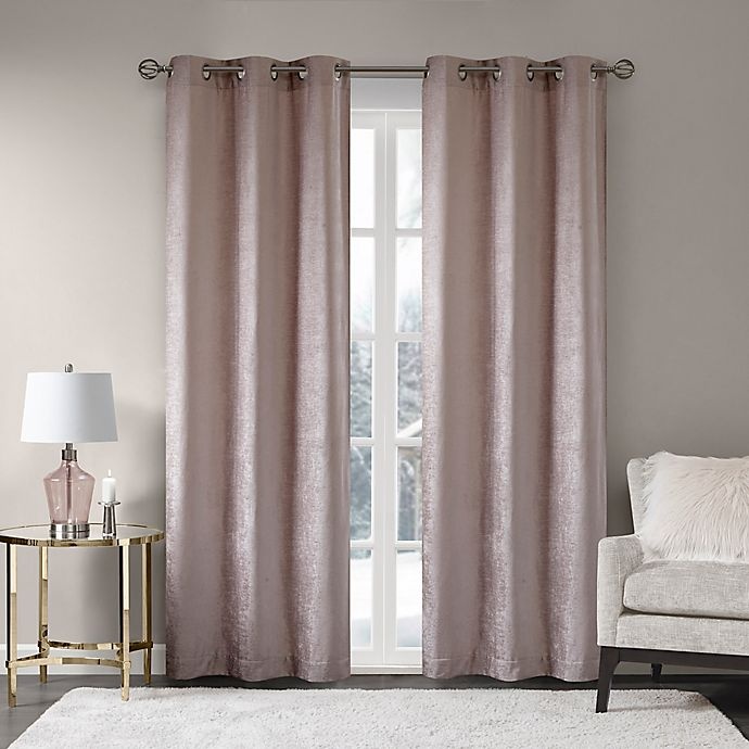 slide 1 of 6, Madison Park Luxe Chenille 63-Inch Grommet Window Curtain - Blush, 2 ct