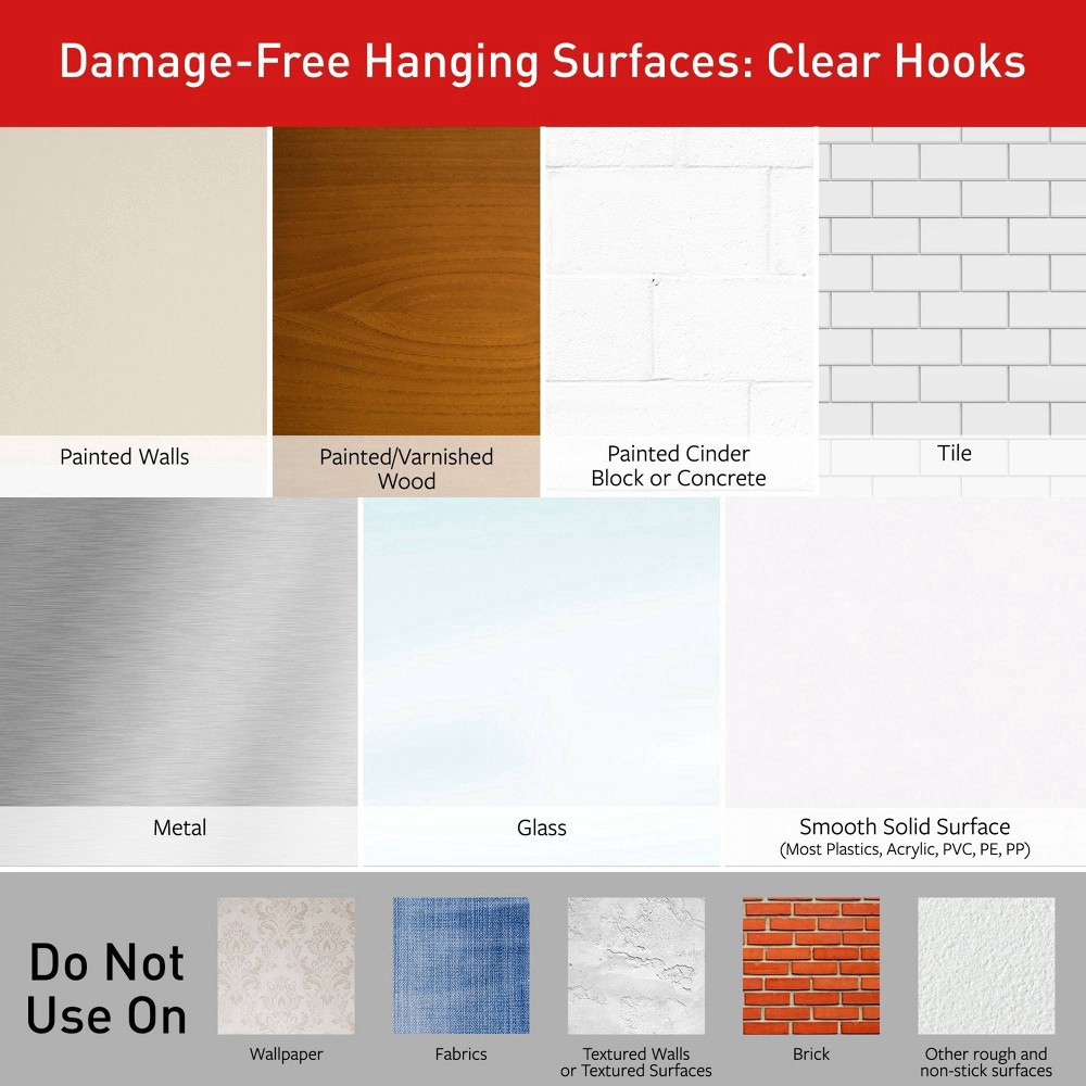 slide 7 of 15, 3M Command DamaGe-Free Clear Hook Value Pack Small, 6 ct