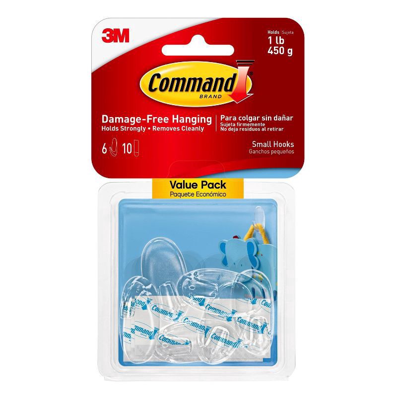 slide 1 of 15, Command Small Sized Decorative Hooks Value Clear, 1 ct