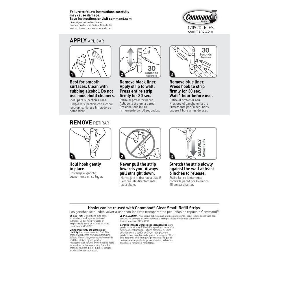 slide 5 of 15, 3M Command DamaGe-Free Clear Hook Value Pack Small, 6 ct