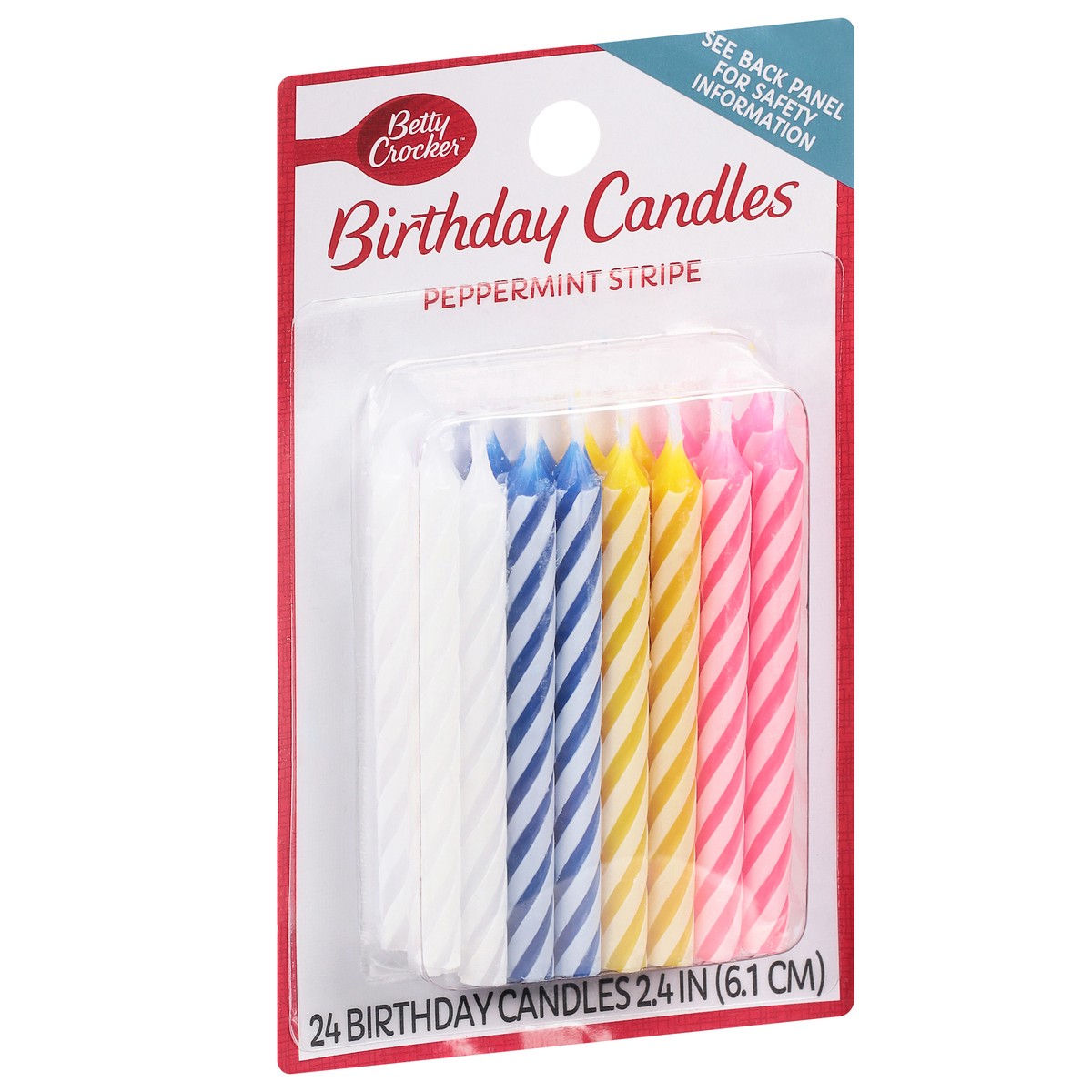 slide 2 of 9, Betty Crocker 2.4 Inch Peppermint Stripe Birthday Candles 24 ea, 