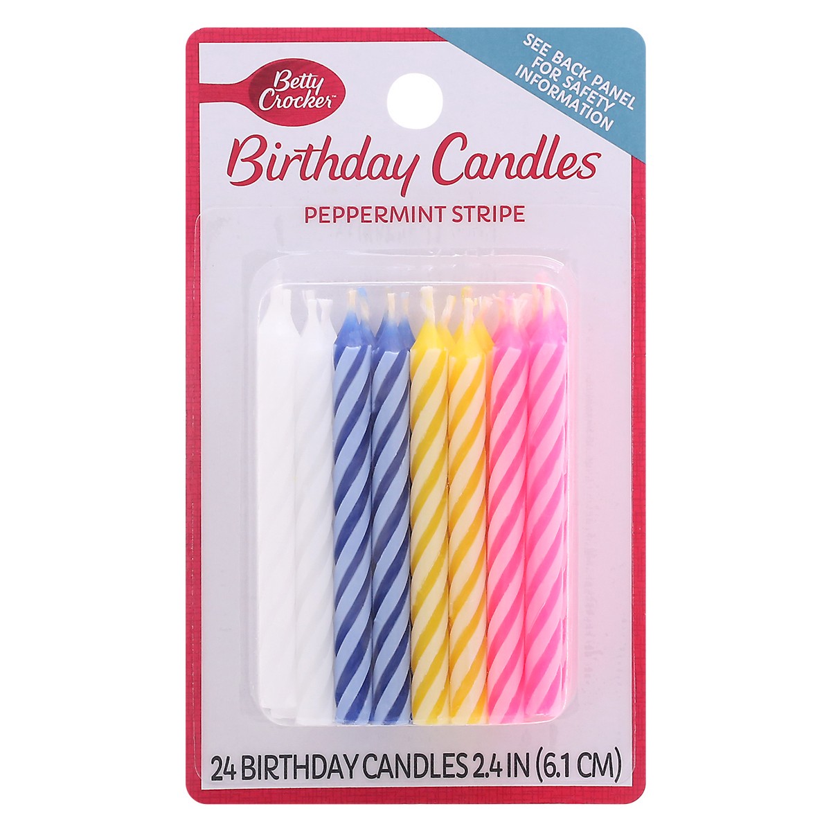 slide 1 of 9, Betty Crocker 2.4 Inch Peppermint Stripe Birthday Candles 24 ea, 