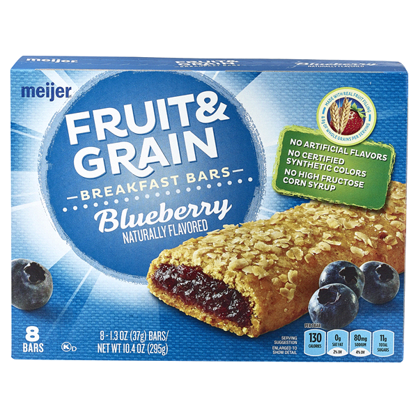 slide 1 of 1, Meijer Fruit & Grain Breakfast Bars, Blueberry, 8 Bars, 10.4 oz