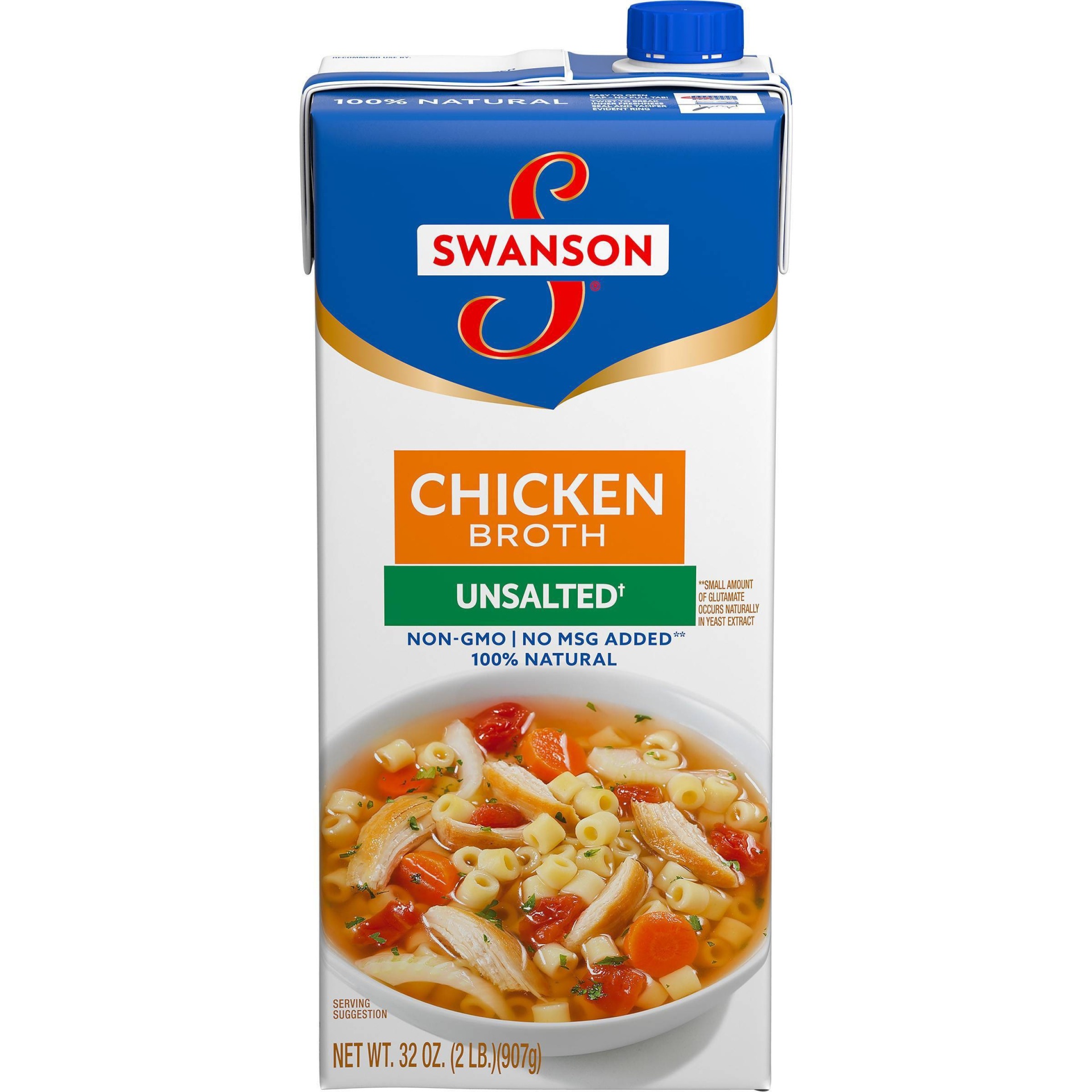 slide 1 of 9, Swanson Unsalted Chicken Broth, 32 oz
