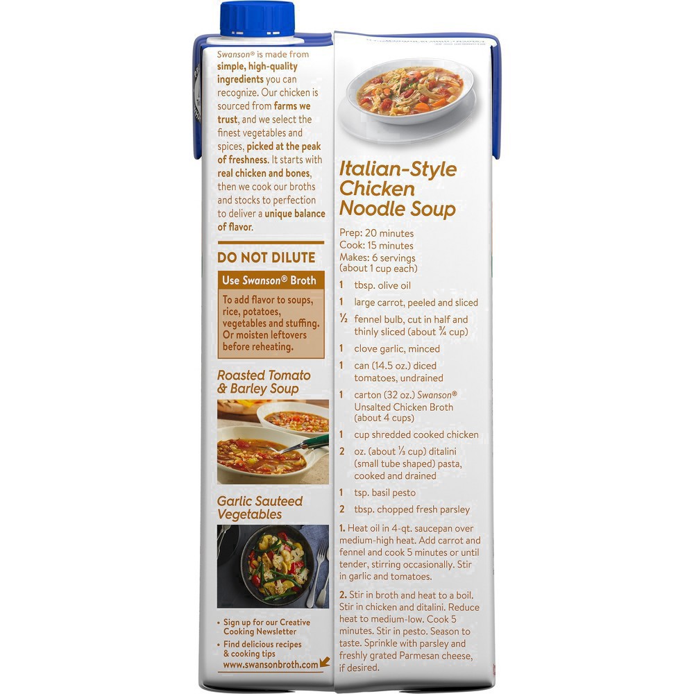 slide 64 of 69, Swanson Unsalted Chicken Broth, 32 oz Carton, 32 oz