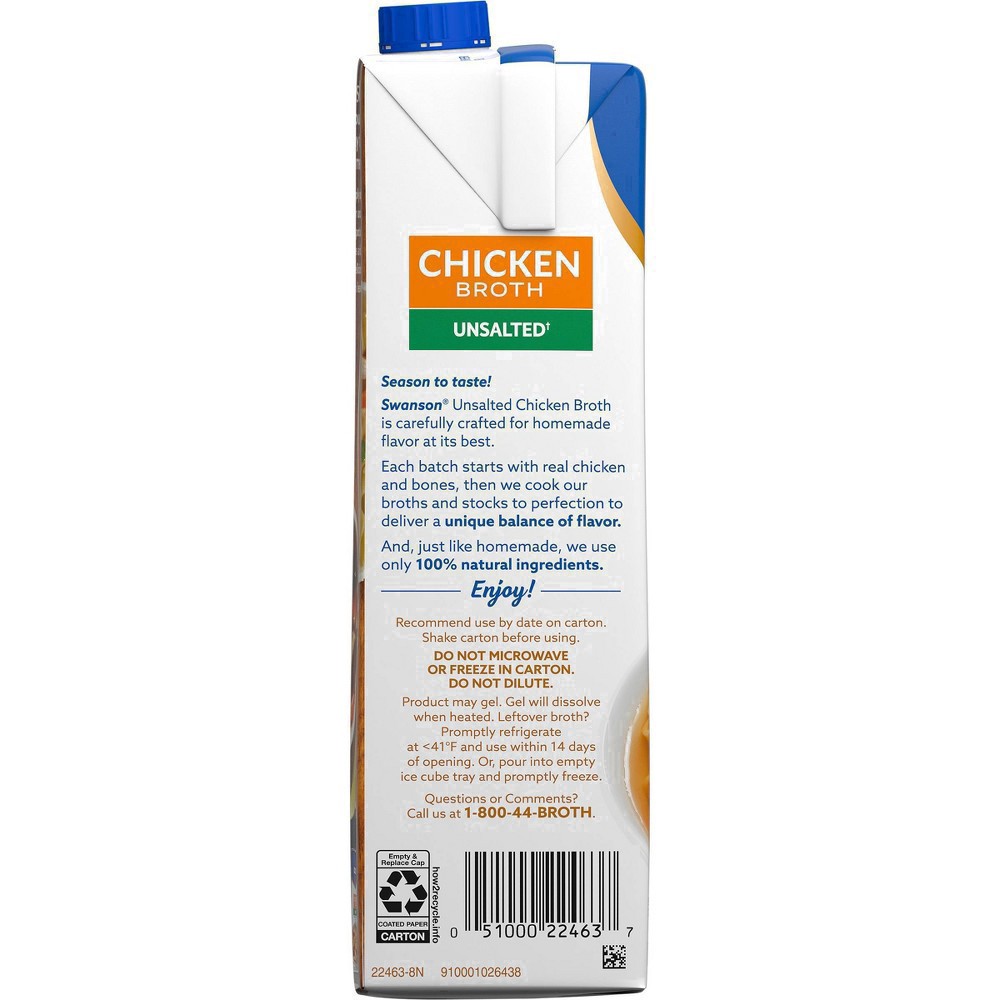 slide 20 of 69, Swanson Unsalted Chicken Broth, 32 oz Carton, 32 oz