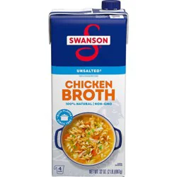 Swanson Unsalted Chicken Broth, 32 oz Carton