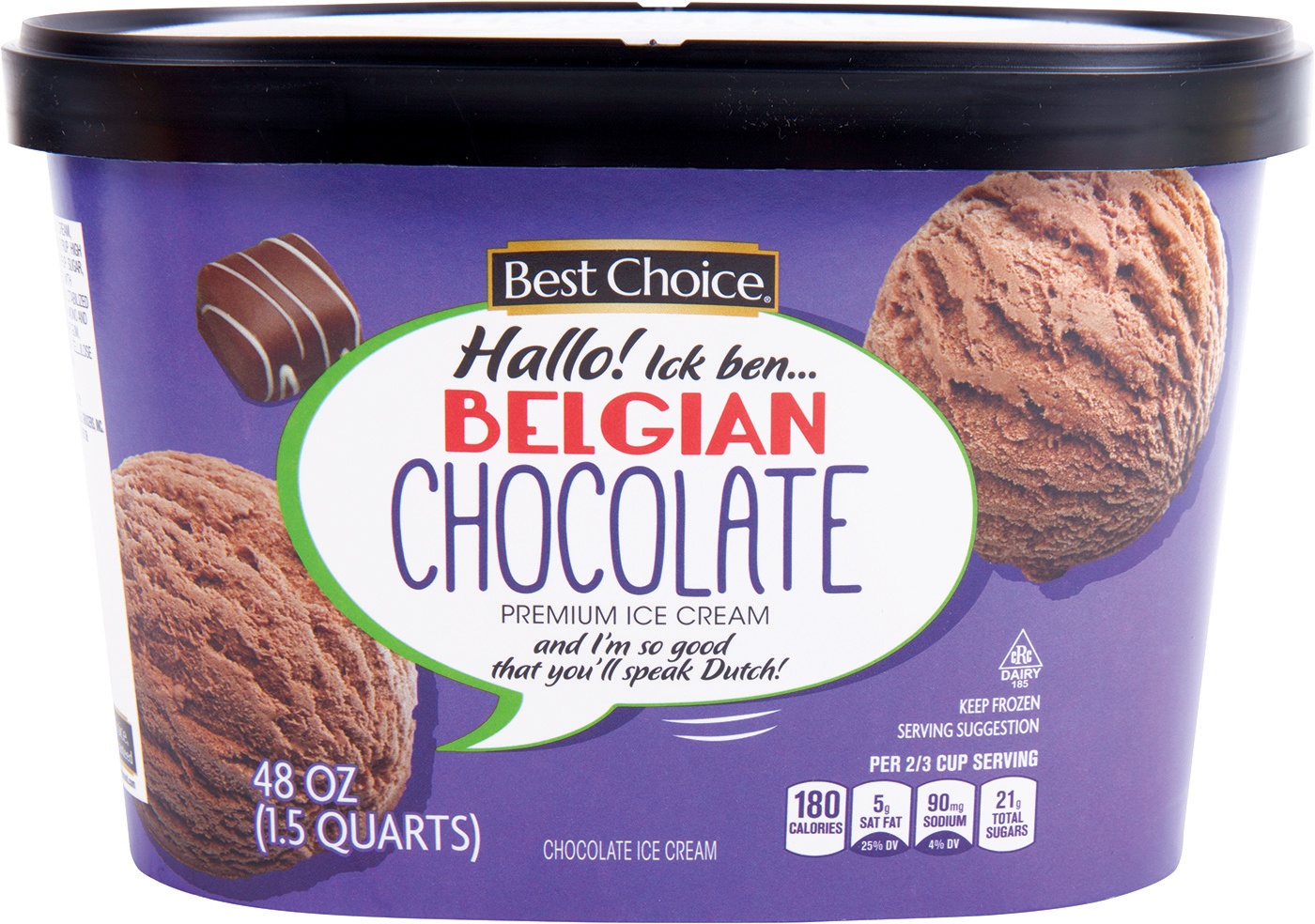 slide 1 of 1, Best Choice Premium Belgian Chocolate Ice Cream, 48 oz