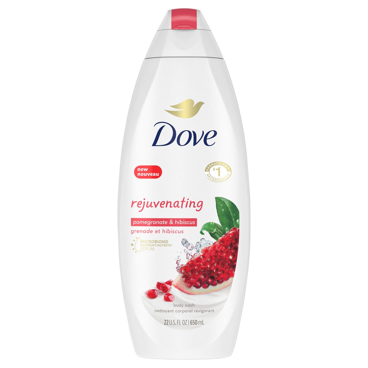 slide 1 of 4, Dove go Fresh Pomegranate And Lemon Verbena Body Wash, 22 oz