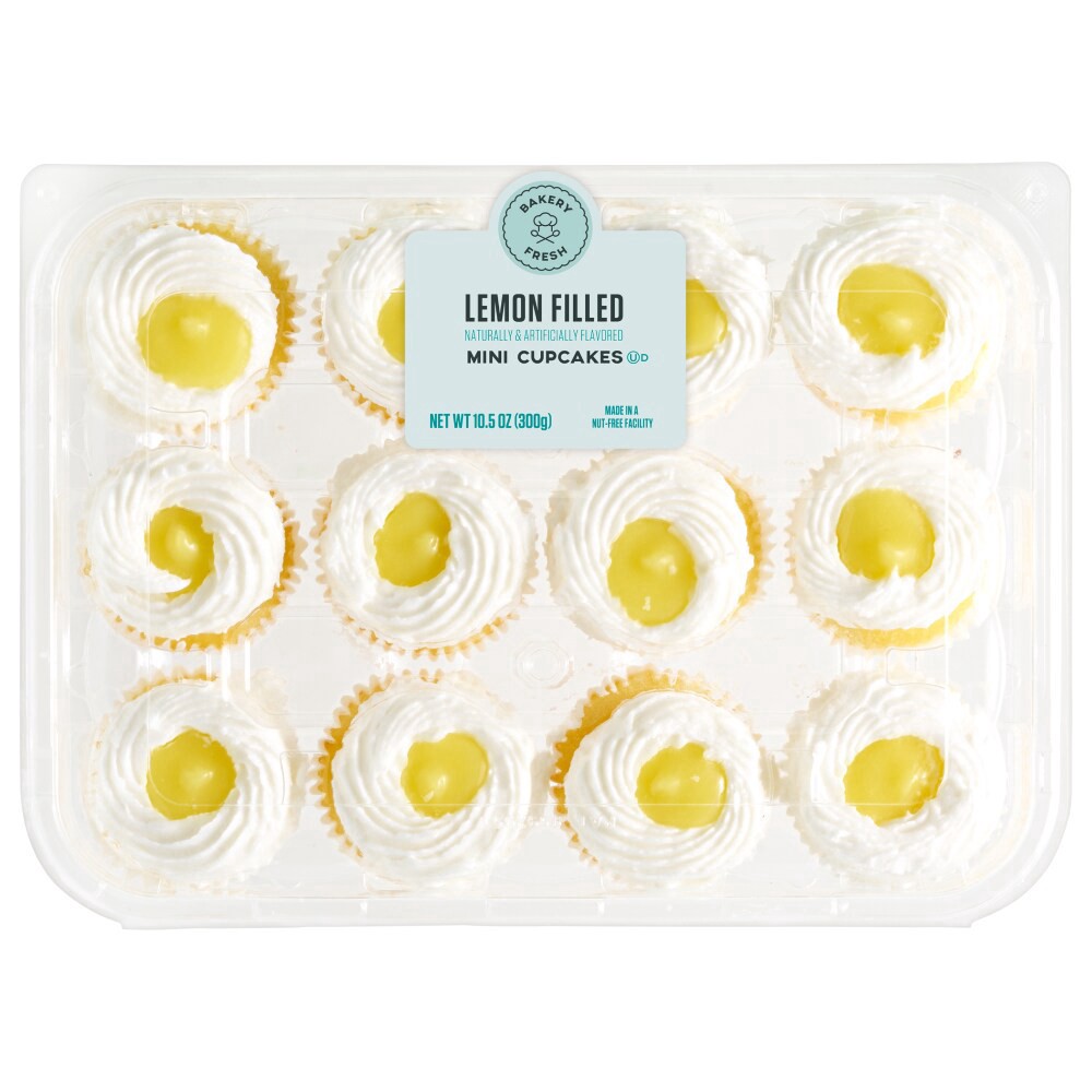 slide 1 of 3, Bakery Fresh Goodness Lemon Filled Mini Cupcakes, 12 ct; 10.5 oz