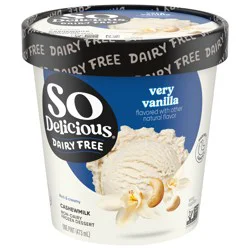 So Delicious Cashew Milk Frozen Dessert, Very Vanilla, Dairy Free, Vegan, Non-GMO, Kosher, 1 Pint Container