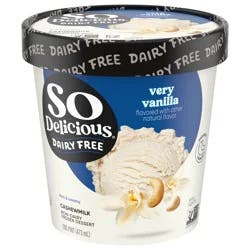 So Delicious Cashew Milk Frozen Dessert, Very Vanilla, Dairy Free, Vegan, Non-GMO, Kosher, 1 Pint Container