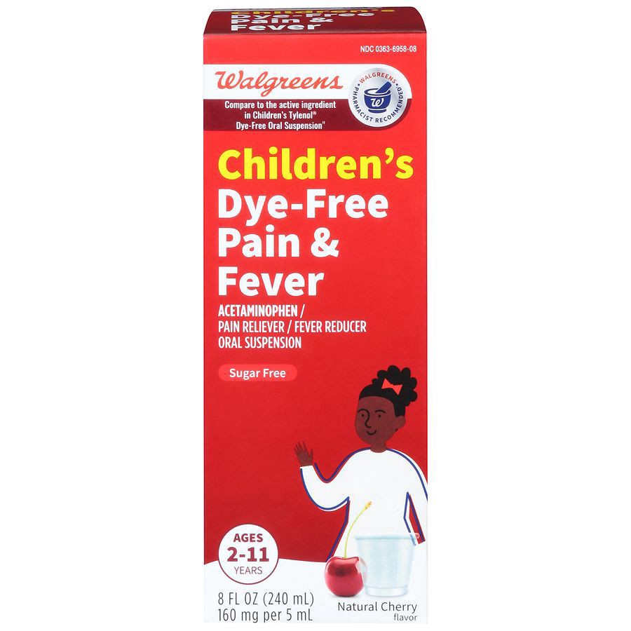 slide 1 of 5, Walgreens Children's Dye-Free Pain & Fever Natural Cherry, 8 fl oz