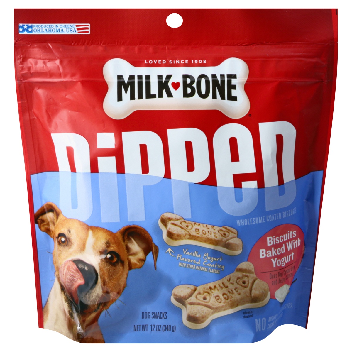 slide 10 of 10, Milk-Bone Dipped Vanilla Yogurt Dog Biscuits, 12 oz