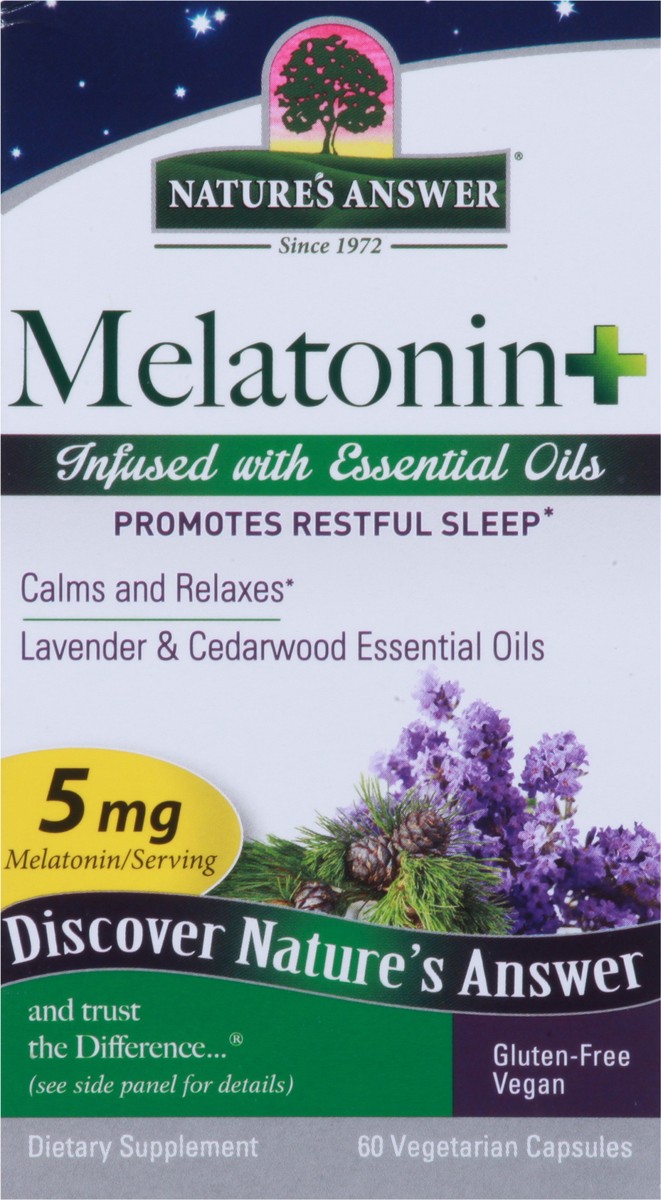slide 5 of 12, Nature's Answer 5 mg Melatonin+ 60 Vegetarian Capsules, 60 ct