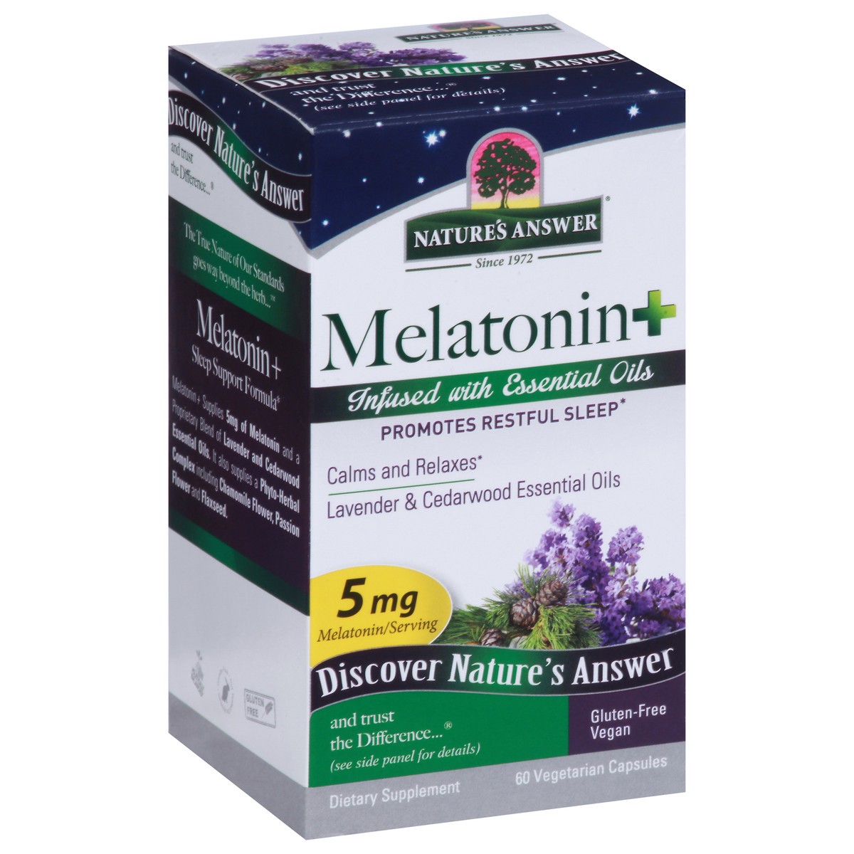 slide 8 of 12, Nature's Answer 5 mg Melatonin+ 60 Vegetarian Capsules, 60 ct