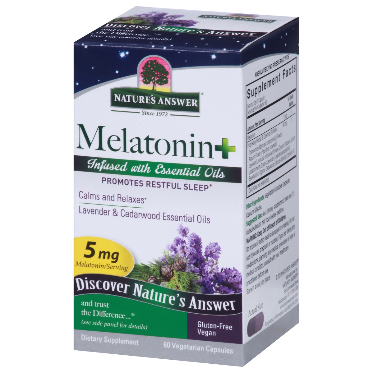 slide 9 of 12, Nature's Answer 5 mg Melatonin+ 60 Vegetarian Capsules, 60 ct