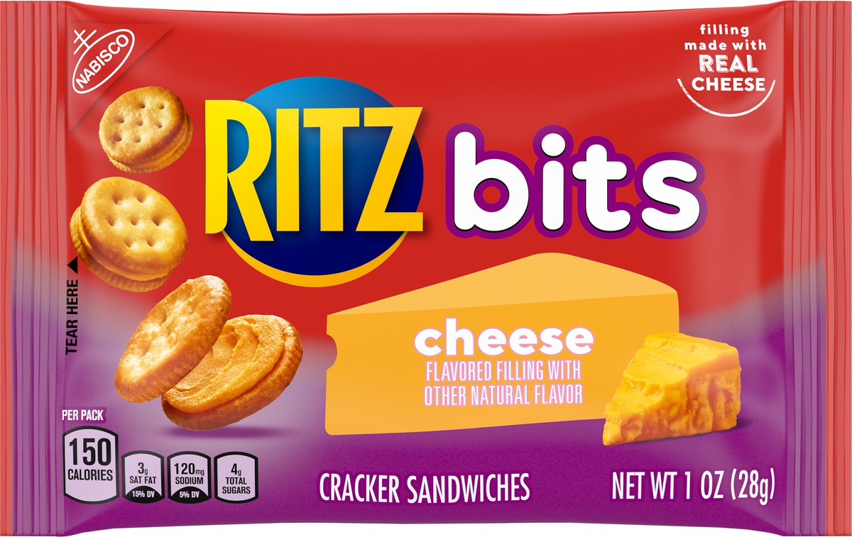 slide 6 of 9, RITZ Bits Cheese Cracker Sandwiches, 1 oz Snack Pack, 1 oz