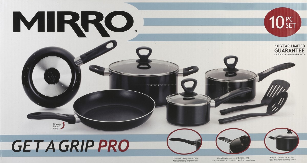 slide 4 of 4, Mirro Get a Grip 10-Piece Non-Stick Cookware Set - Black, 10 ct