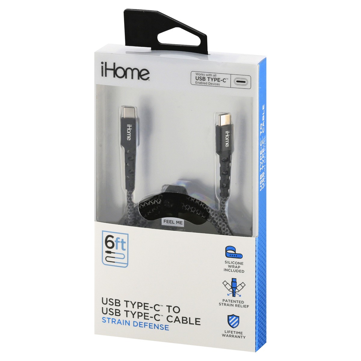 slide 7 of 11, iHome 6 Feet USB Type-C to USB Type-C Strain Defense Cable 1 ea, 1 ct