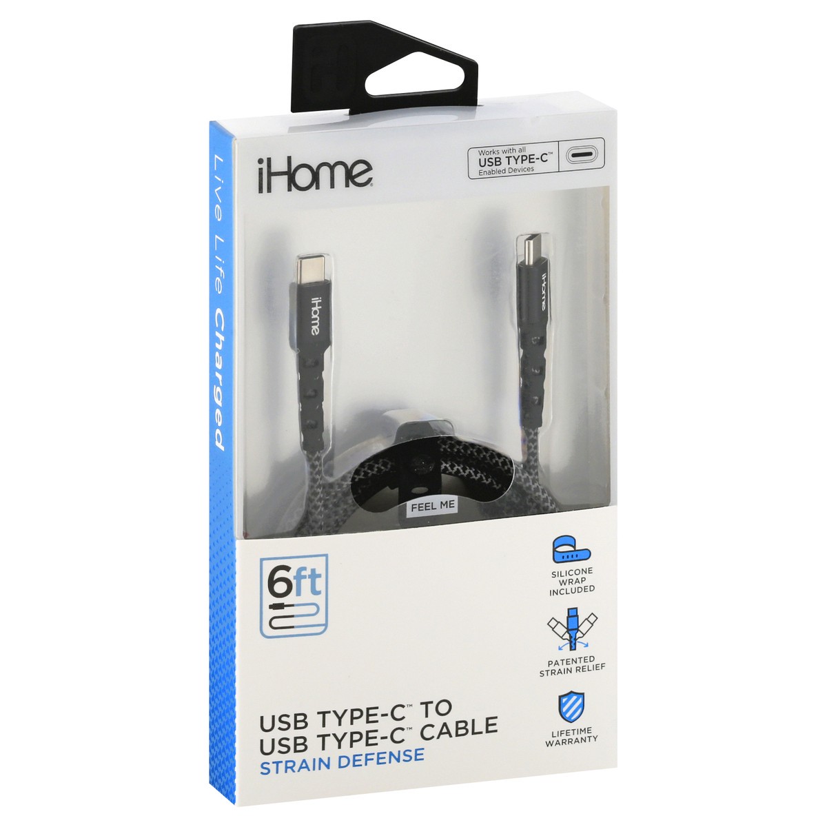 slide 5 of 11, iHome 6 Feet USB Type-C to USB Type-C Strain Defense Cable 1 ea, 1 ct