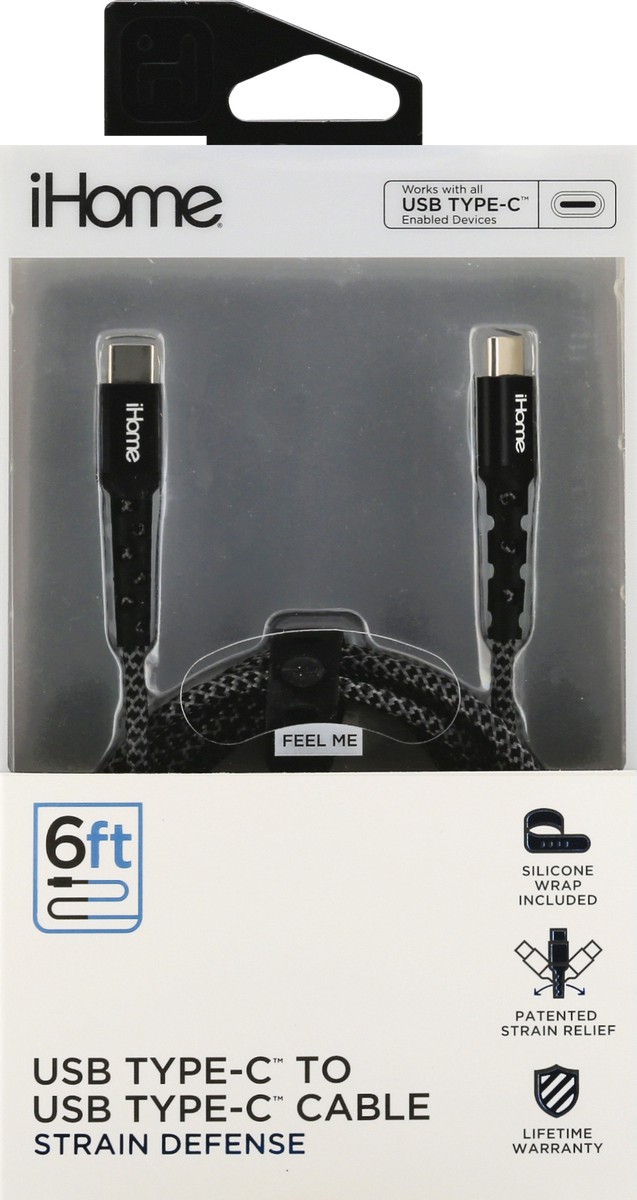 slide 2 of 11, iHome 6 Feet USB Type-C to USB Type-C Strain Defense Cable 1 ea, 1 ct