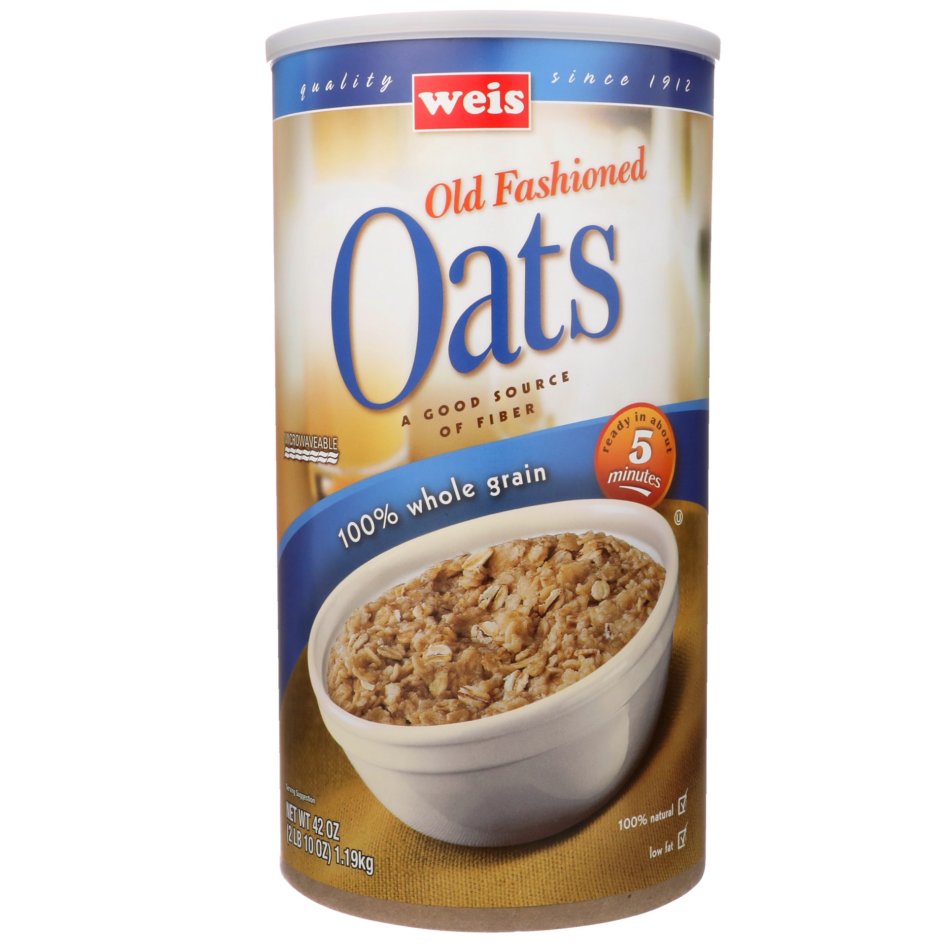 slide 1 of 6, Weis Quality 100% Whole Grain Old Fashioned Oats, 42 oz