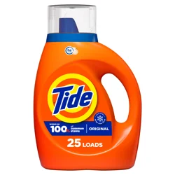 Tide Laundry Detergent Liquid, Original Scent, 25 Loads, 34 FL OZ, Works on 100% of Common Stains, Laundry Soap, Liquid Laundry Detergent