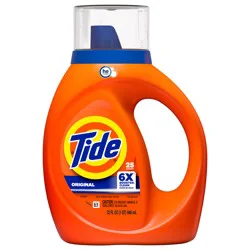 Tide Liquid Laundry Detergent, Original Scent, 25 Loads, 32 fl oz, Boosted Clean even in cold water, laundry soap, concentrated liquid detergent