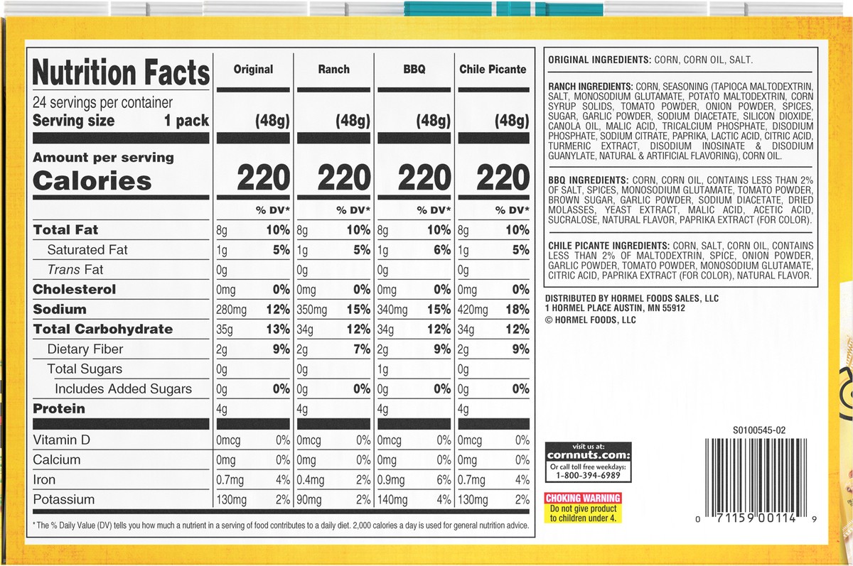 slide 5 of 11, Corn Nuts All Flavors Corn Kernels 24 - 1.7 oz Packs, 24 ct