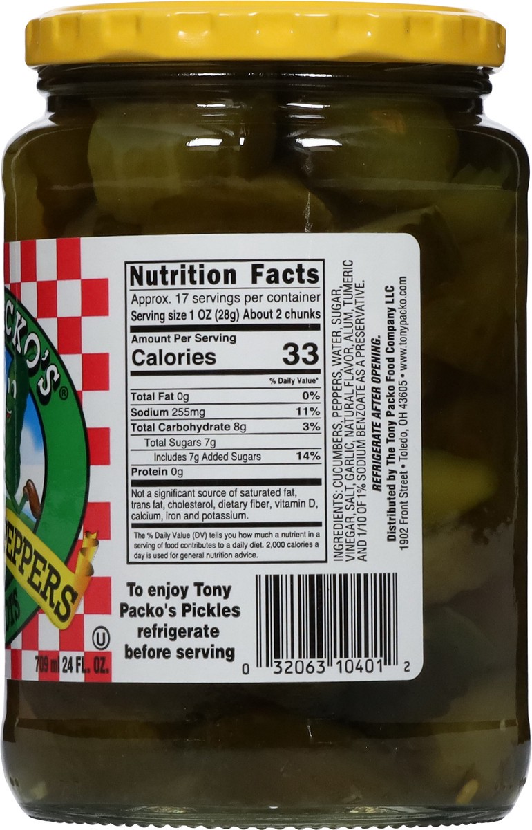 slide 13 of 13, Tony Packo's Sweet Hots Pickles & Peppers 709 ml, 24 fl oz