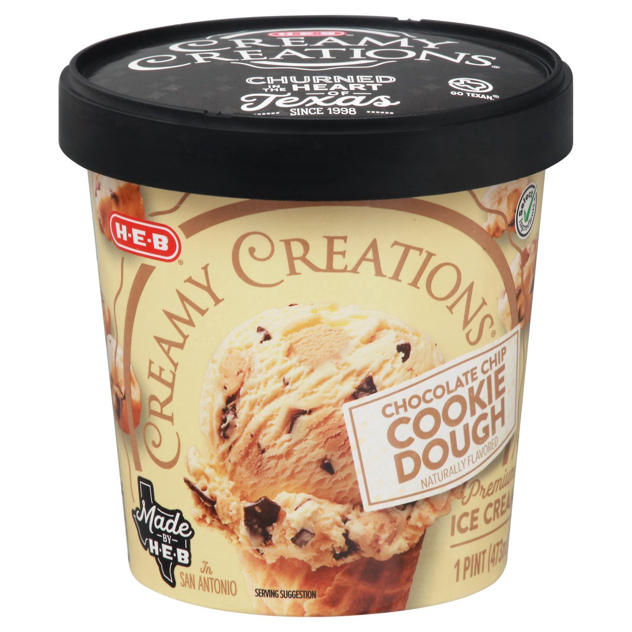 slide 1 of 1, H-E-B Creamy Creations Chocolate Chip Cookie Dough, 16 oz