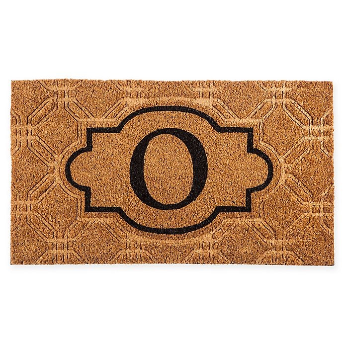 slide 1 of 2, Evergreen Embossed Flocked Monogram Letter O'' Door Mat Insert - Black'', 1 ct