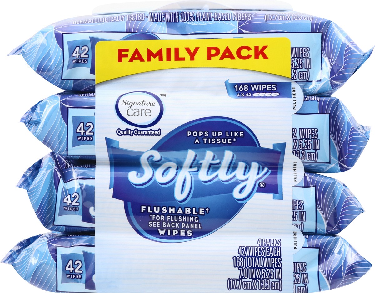 slide 7 of 9, Signature Select Softly Flushable Wipes 4 - 42 ea Packs, 