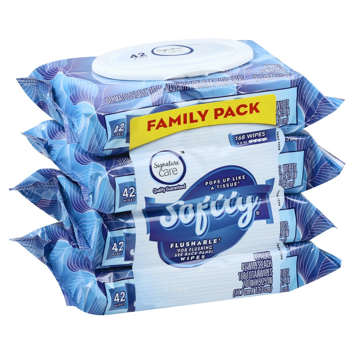 slide 1 of 9, Signature Select Softly Flushable Wipes 4 - 42 ea Packs, 