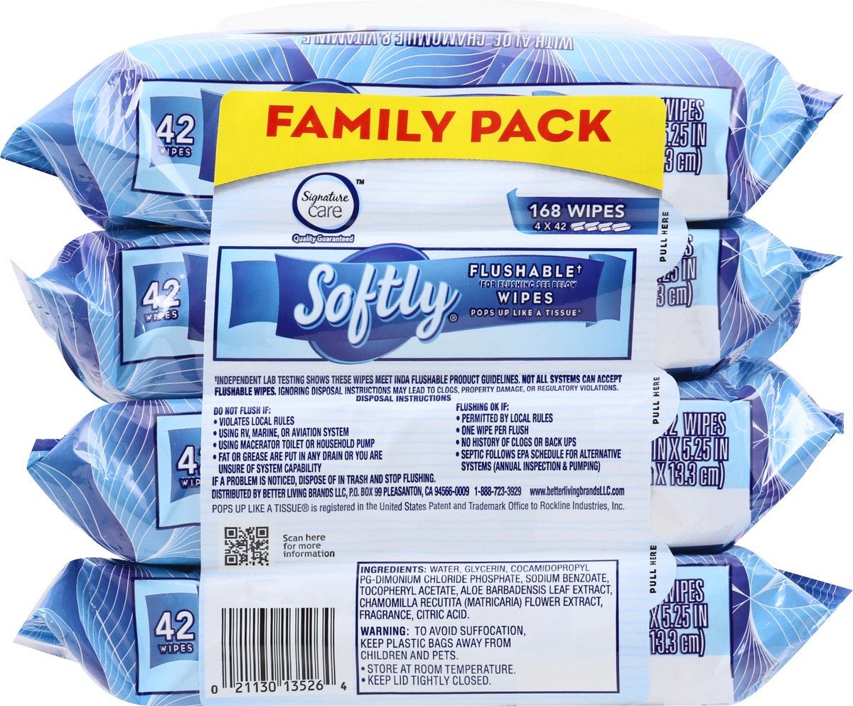 slide 8 of 9, Signature Select Softly Flushable Wipes 4 - 42 ea Packs, 