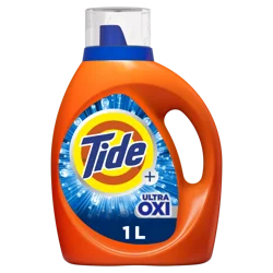 Tide Plus Ultra OXI White and Bright Liquid Laundry Detergent, 34 fl oz, 24 Loads, Advanced Stain Removal and Whitening Power