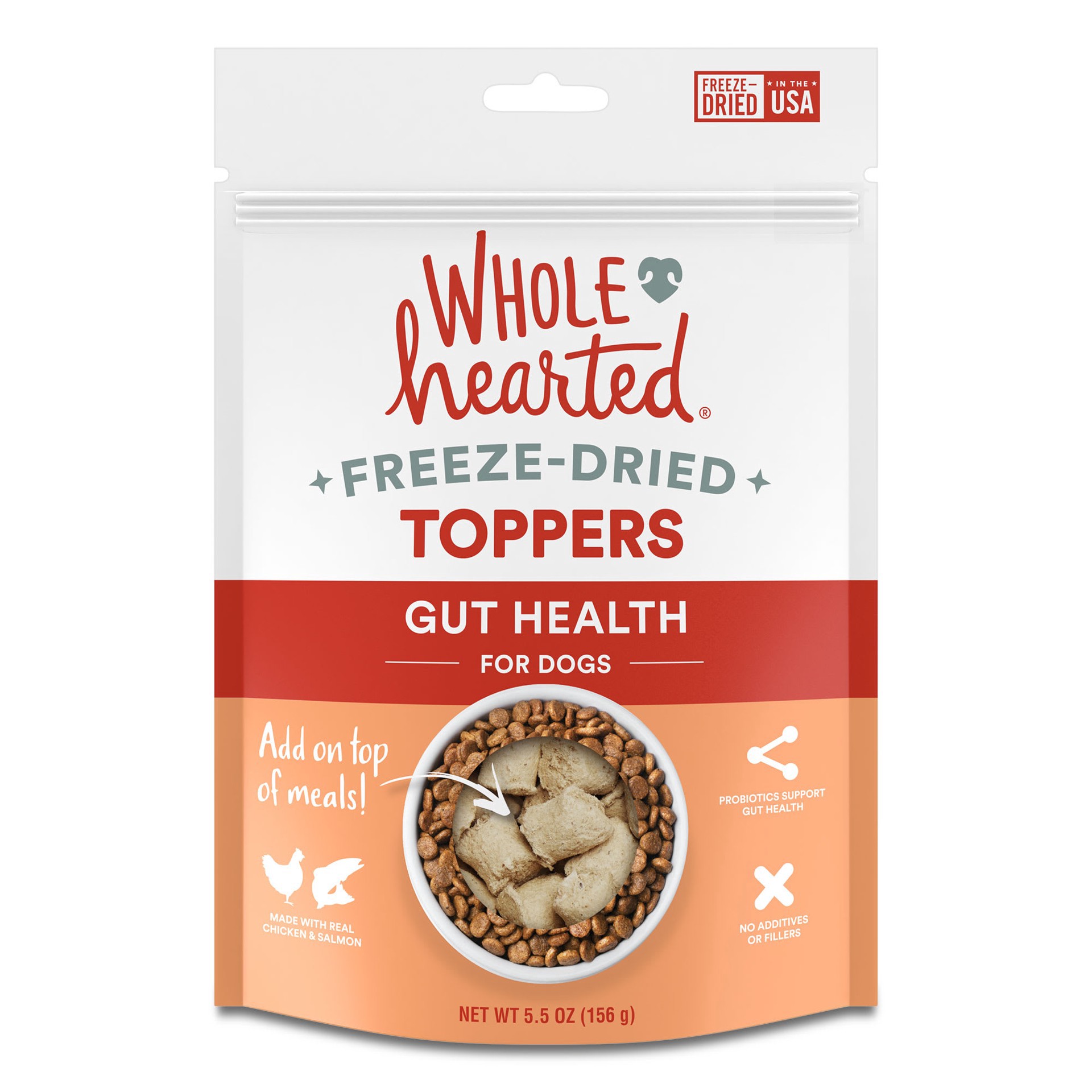 slide 1 of 1, WholeHearted Freeze-Dried Gut Health Dog Food Toppers 5.5 oz., 5.5 oz