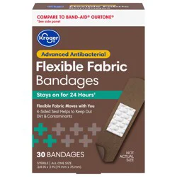 Kroger Advanced Antibacterial Flexible Fabric Bandages - Dark Brown, 30 ct