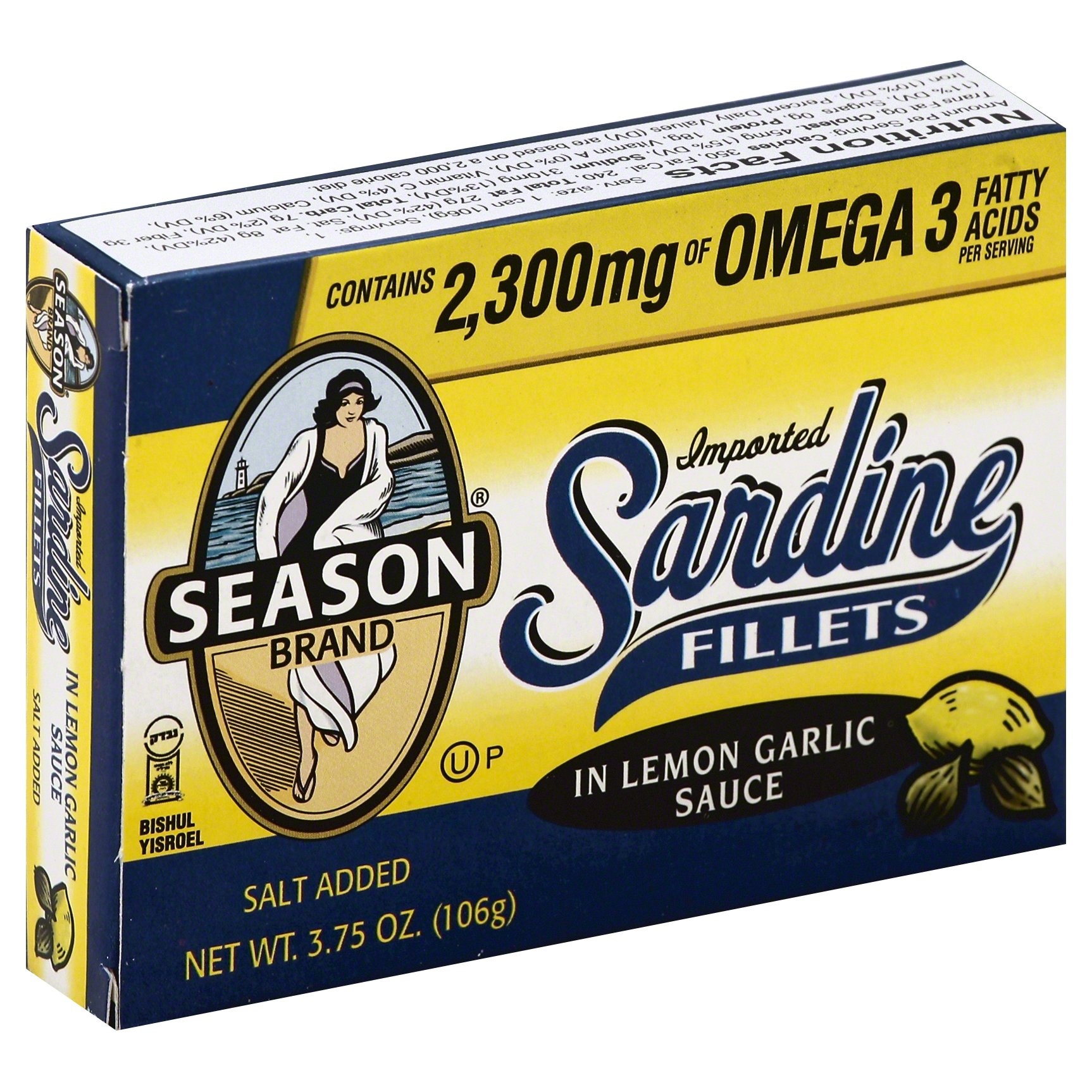 slide 1 of 1, Season Brand Sardine Fillets In Lemon Garlic Sauce, 3.75 oz