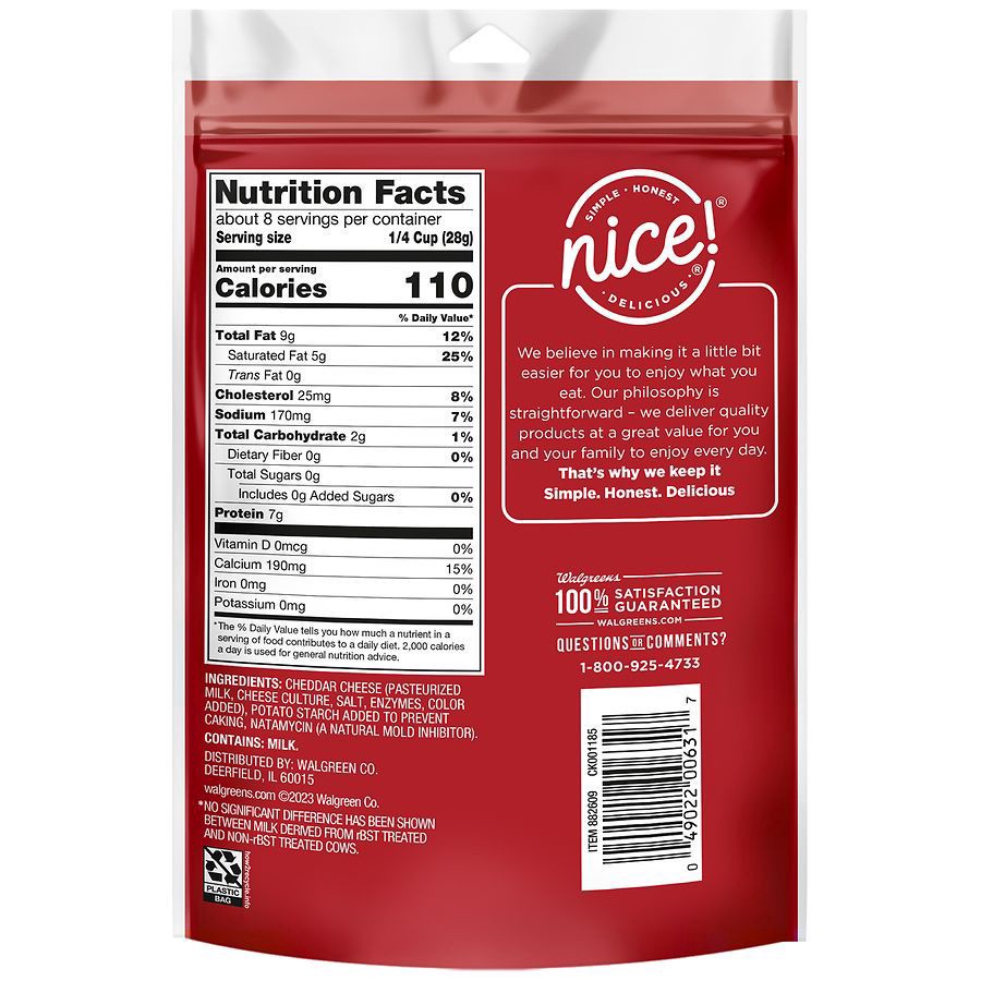 slide 5 of 5, Nice! Shredded Cheese, Sharp Cheddar, 8 oz