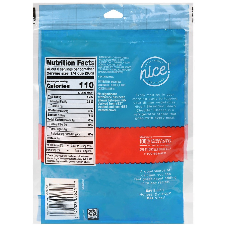 slide 4 of 5, Nice! Shredded Cheese, Sharp Cheddar, 8 oz