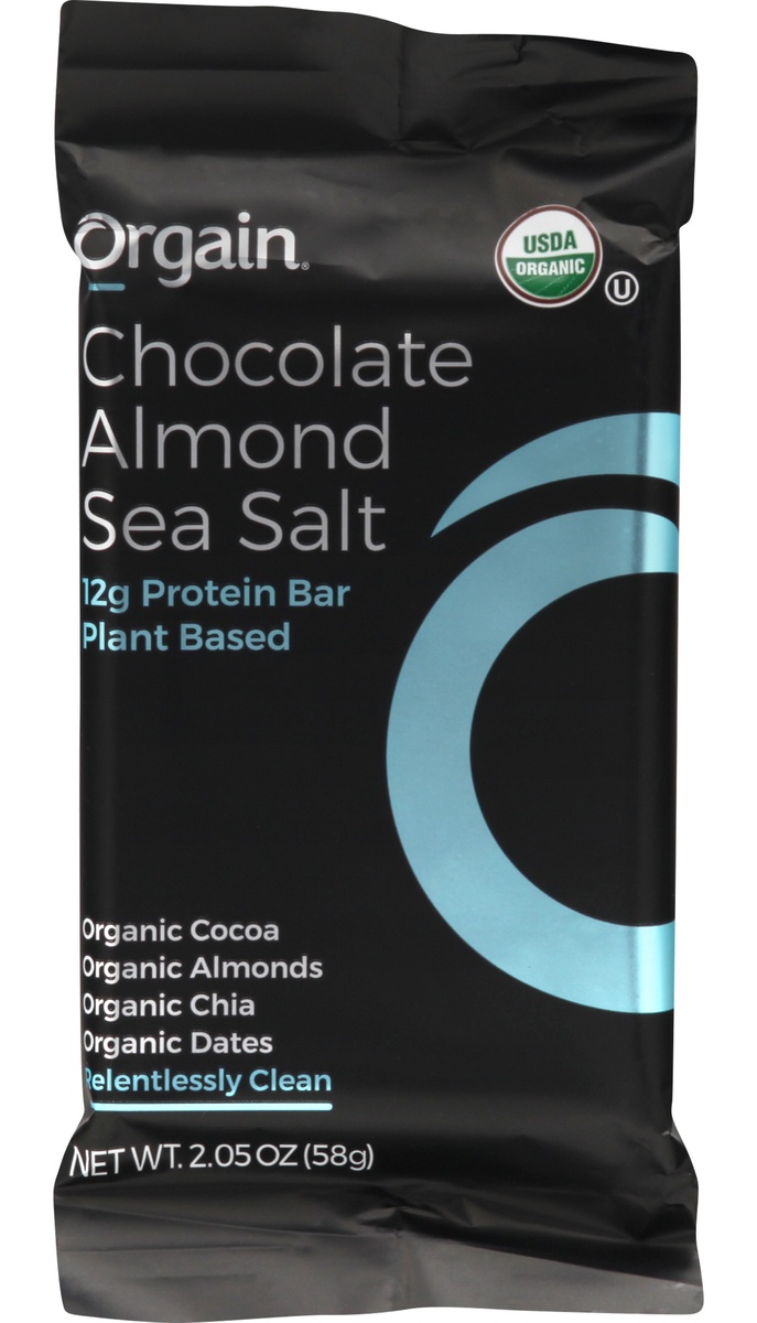 slide 1 of 1, Orgain Chocolate Almond Sea Salt Bar, 2.05 oz