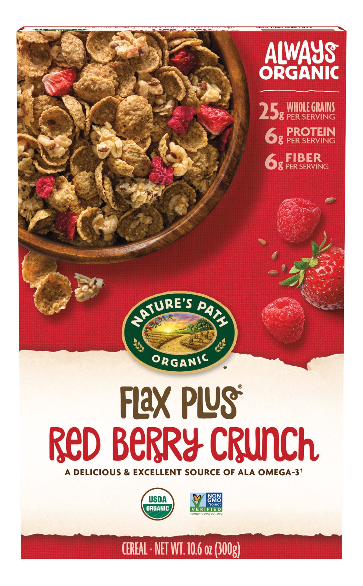 slide 1 of 1, Nature's Path Organic Flax Plus Red Berry Crunch Cereal, 10.6 oz