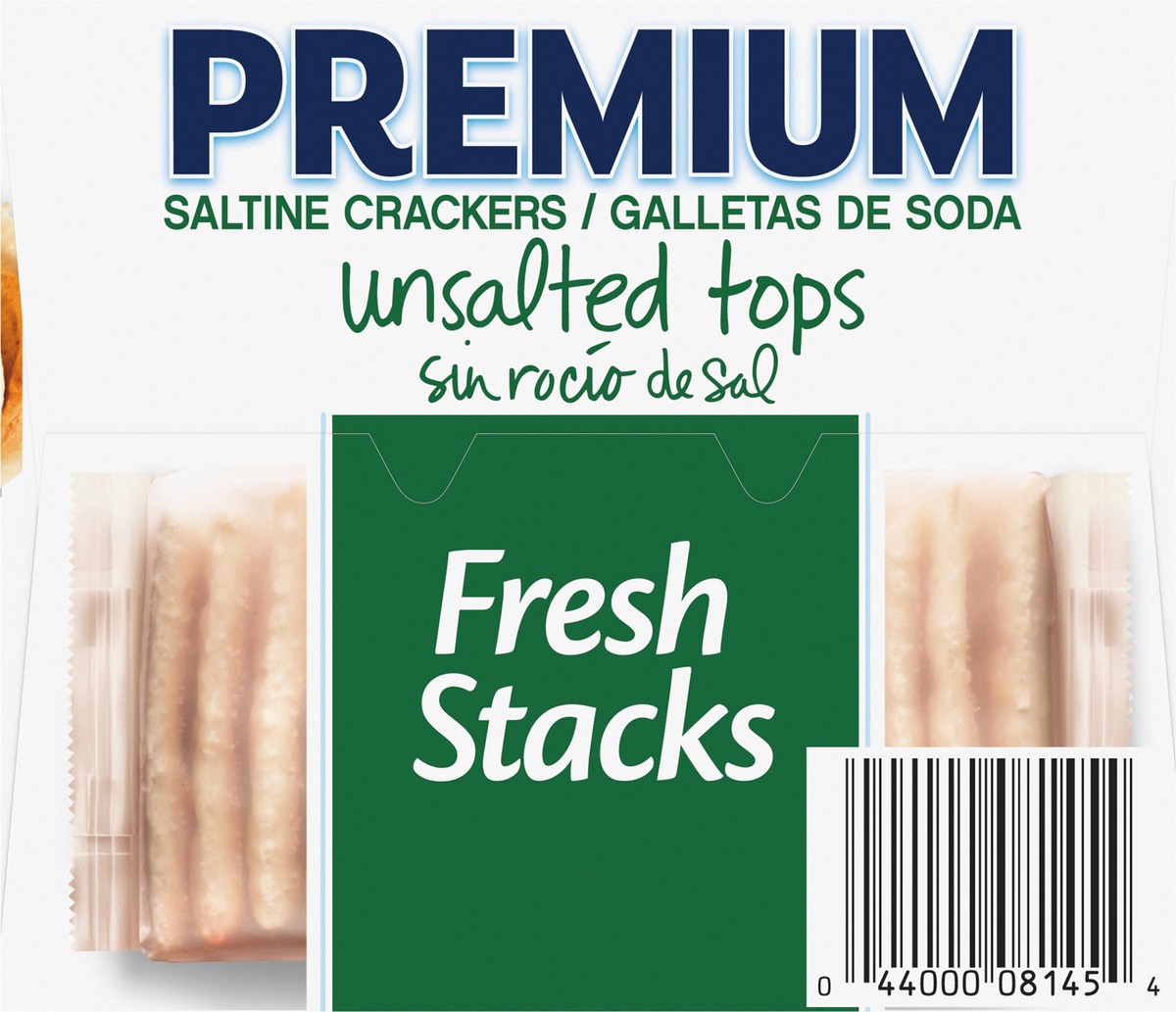 slide 11 of 14, Premium Fresh Stacks Unsalted Tops Saltine Crackers, Travel Snacks, 14.2 oz (8 Multi Snack Packs), 14.2 oz