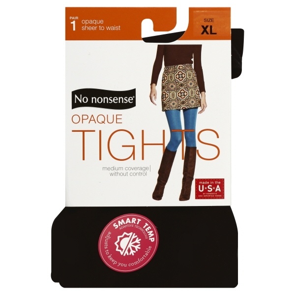 slide 1 of 1, No Nonsense Silky Opaque Sheer To Waist Tights Extra Large, 1 ct