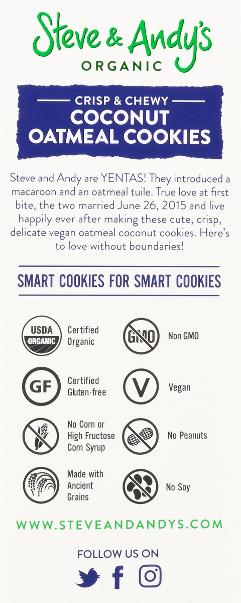 slide 8 of 15, Steve & Andy's Organic Crisp & Chewy Coconut Oatmeal Cookies 6.3 oz, 6.3 oz