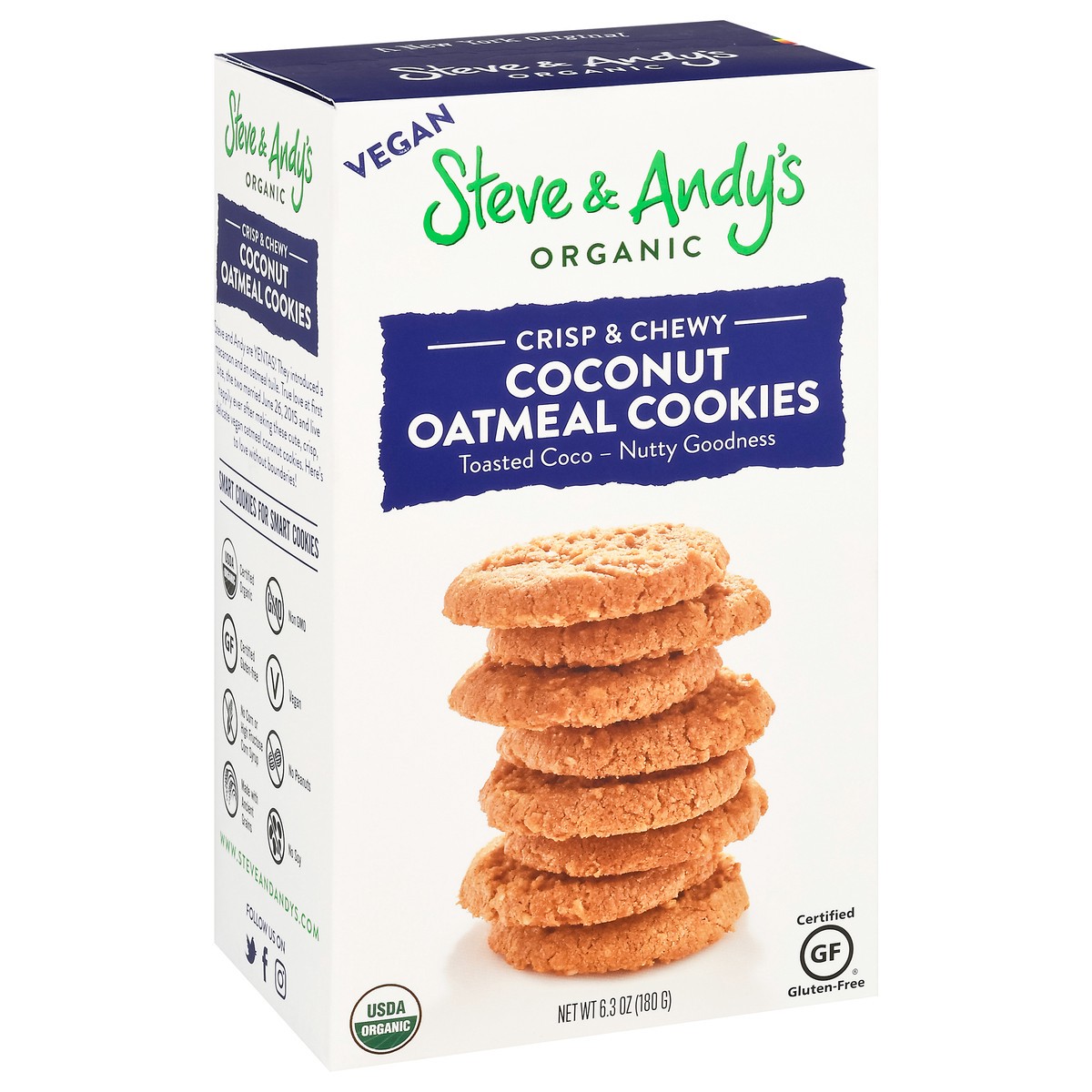slide 14 of 15, Steve & Andy's Organic Crisp & Chewy Coconut Oatmeal Cookies 6.3 oz, 6.3 oz